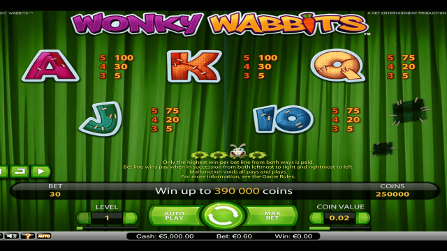 Игровой интерфейс Wonky Wabbits 4